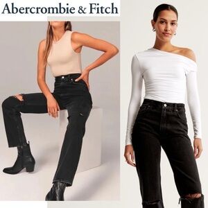 Abercrombie & Fitch Curve Love Black 90’s Straight Ultra High Rise Jeans 25 l 0R
